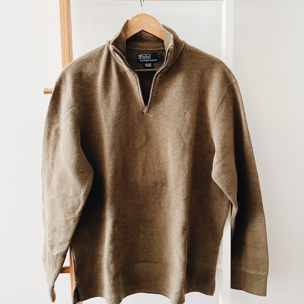 Men's Polo By Ralph Lauren Dark Green Quarter Zip Sweater